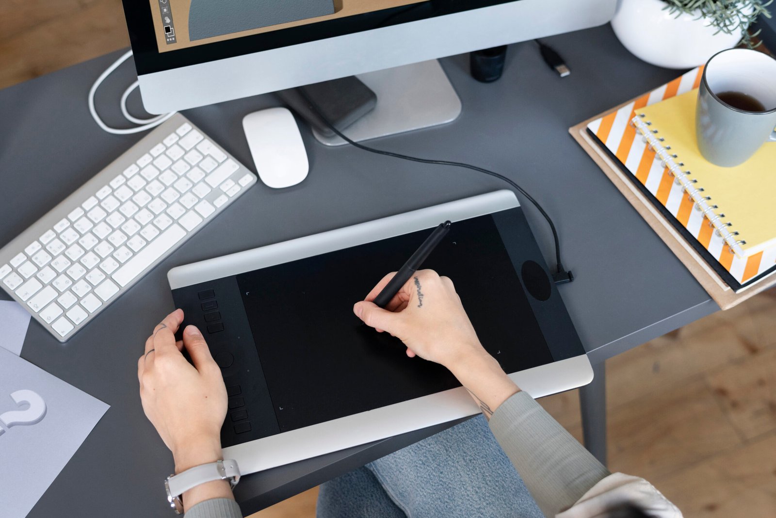 young woman working animation studio