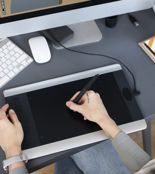 young woman working animation studio